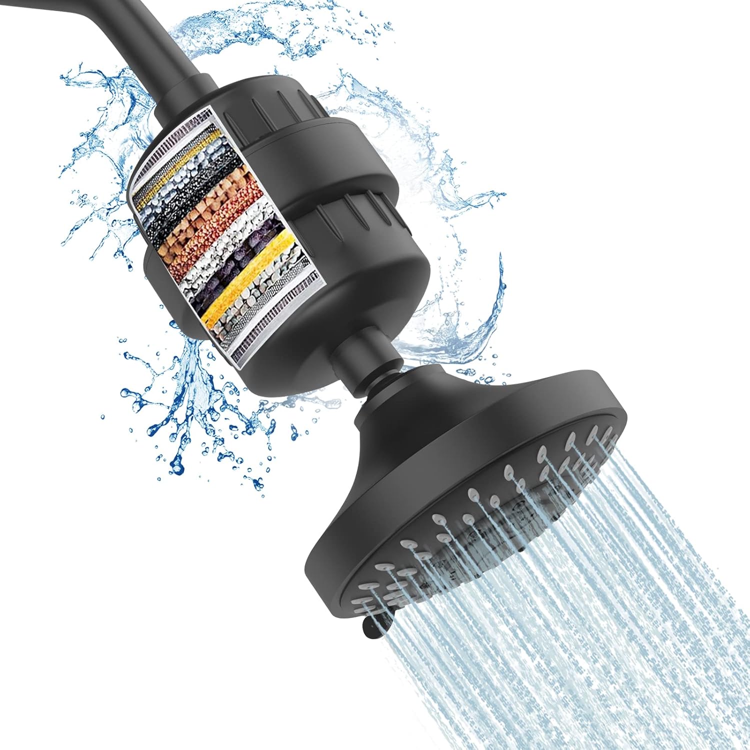 Filtru de apa premium pentru para de dus cu 20 stagii de filtrare, para inclusa, usor de instalat, infuzie de minerale si