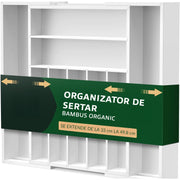 Organizator extensibil pentru tacamuri si ustensile NextWave® – bambus natural lacuit, finisaj negru elegant, 9