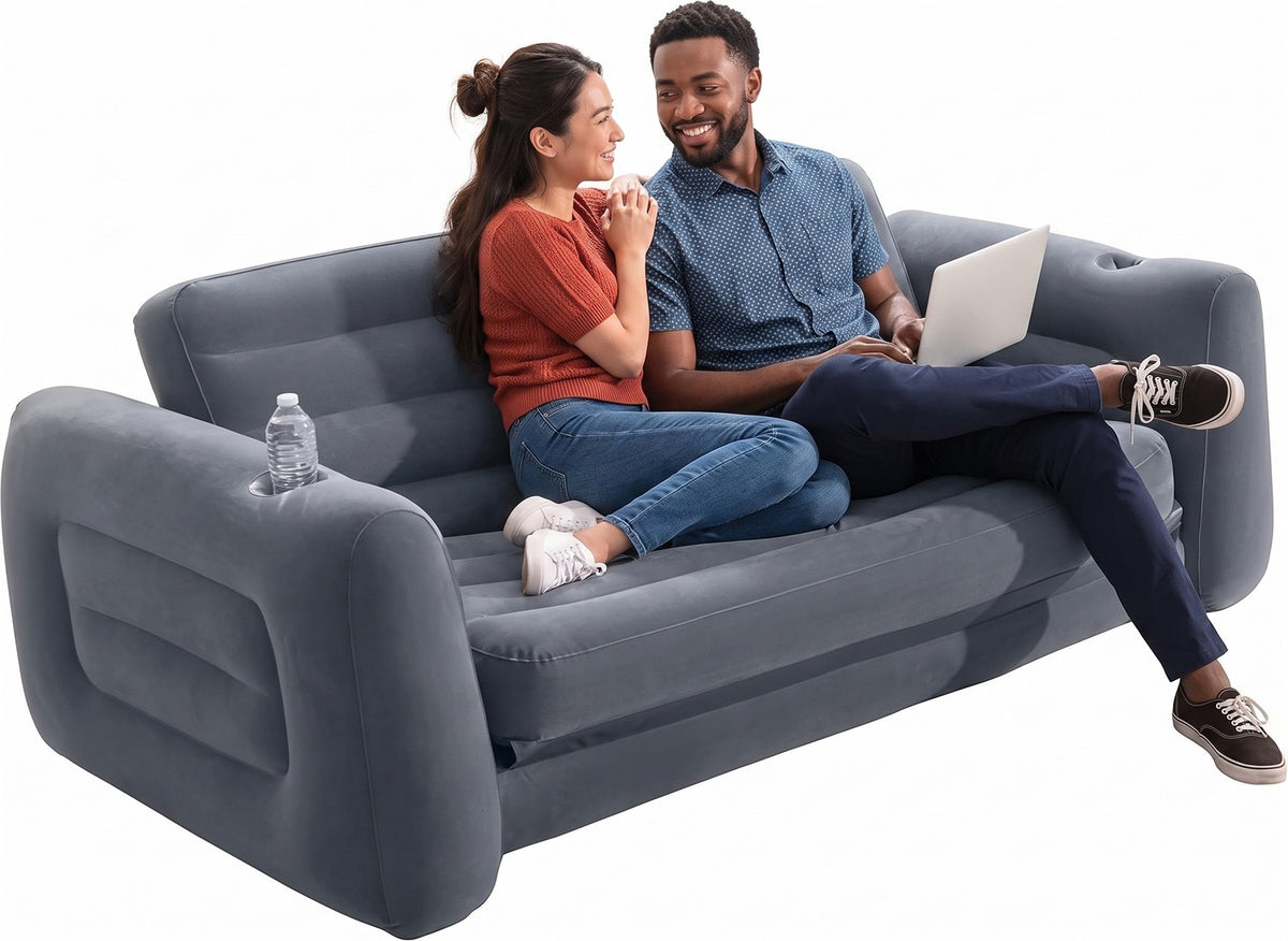 Canapea gonflabilă extensibilă NextWave®️, fotoliu dublu 2 în 1, spătar ergonomic cu susținere lombară, supapă 2 în 1 pentru