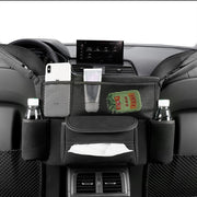 Organizator intre scaune auto NextWave®️, suport pretios cu 5 compartimente, material suede & piele ecologica, capacitate