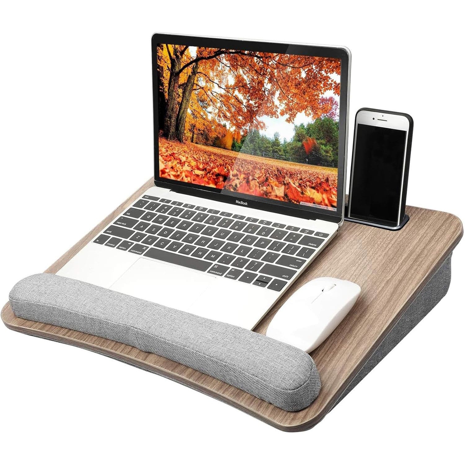 NextWave® Masa Portabila pentru Laptop cu Perna Ergonomica, Suport Telefon, Spatiu pentru Mouse, Suprafata Antiderapanta