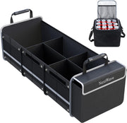Organizator portbagaj auto cu Geanta Termica NextWave®️ si chingi de ancorare, Multifunctional, Pliabil, 6 compartimente