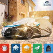 Prelata Auto Premium NextWave®️, Impermeabila, Protectie UV, Praf, Zapada, Inghet, Universala pentru Sedan, Buzunare