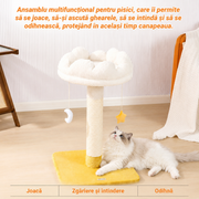 Ansamblu de joaca pentru pisici NextWave®, cu pat moale in forma de nor si husa detasabila lavabila, stalp gros de zgariat