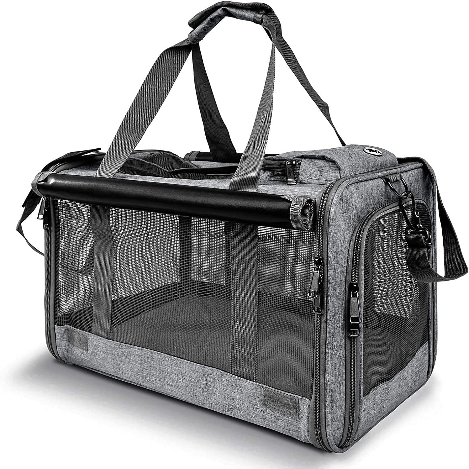 Geanta pentru transport animale mici NextWave®, pisica, caine, iepure, din panza, 46x30x30, Baza rezistenta cu covoras, Usor
