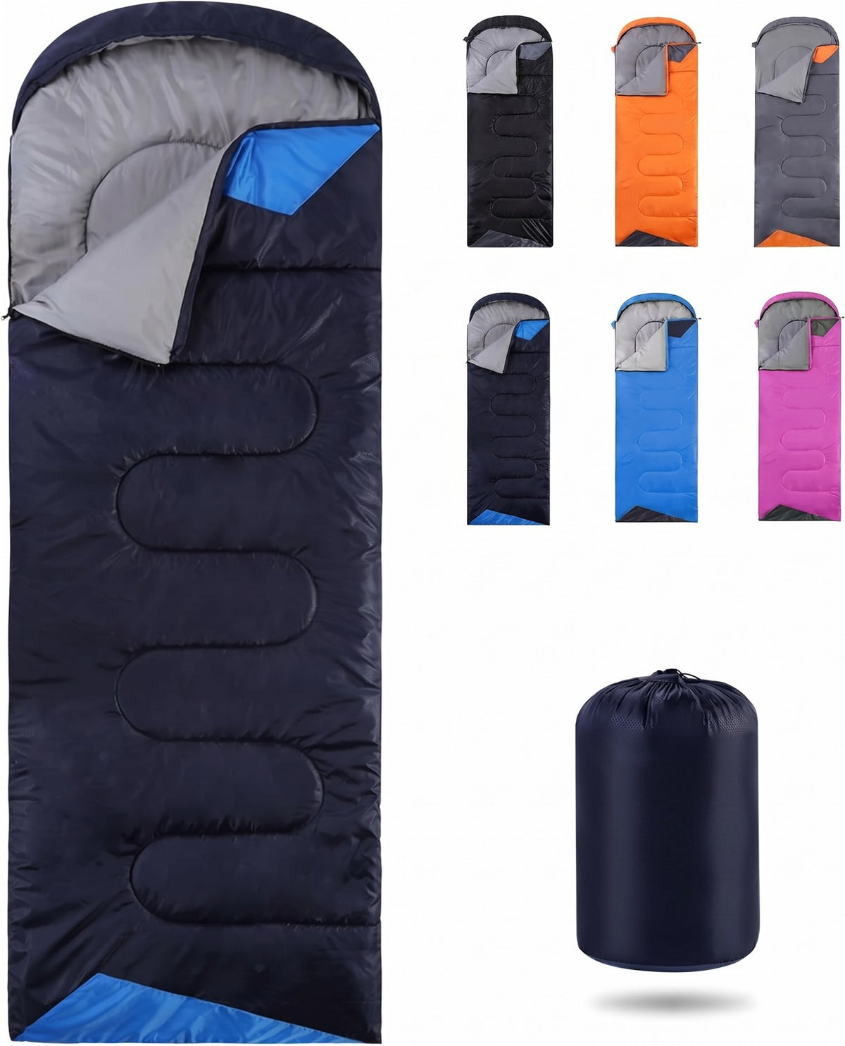 Sac de dormit NextWave®️, 3 sezoane, impermeabil și respirabil, glugă cu șnur, fermoar la picioare pentru aerisire, mod