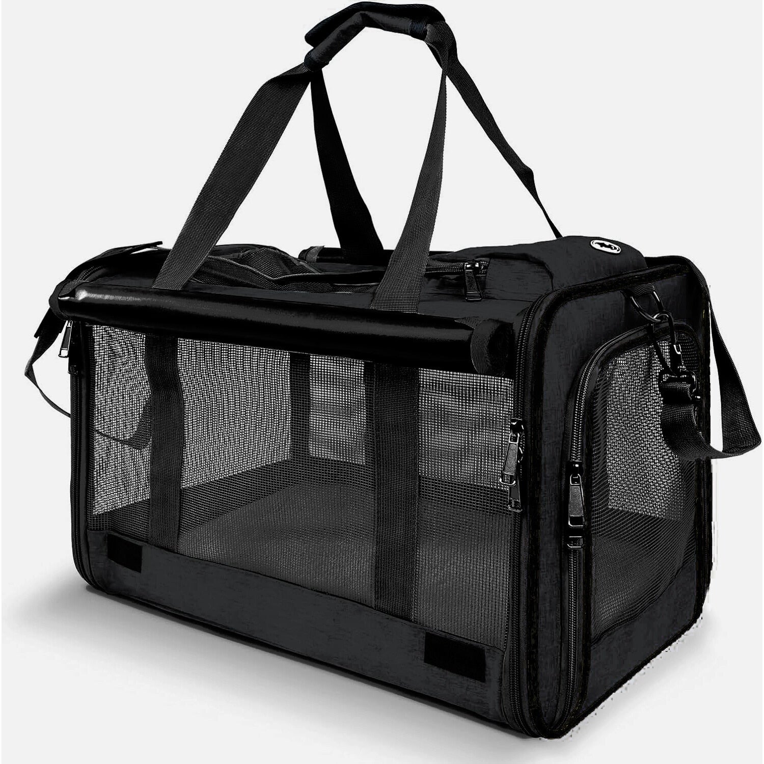 Geanta pentru transport animale mici NextWave®, pisica, caine, iepure, din panza, 46x30x30, Baza rezistenta cu covoras, Usor
