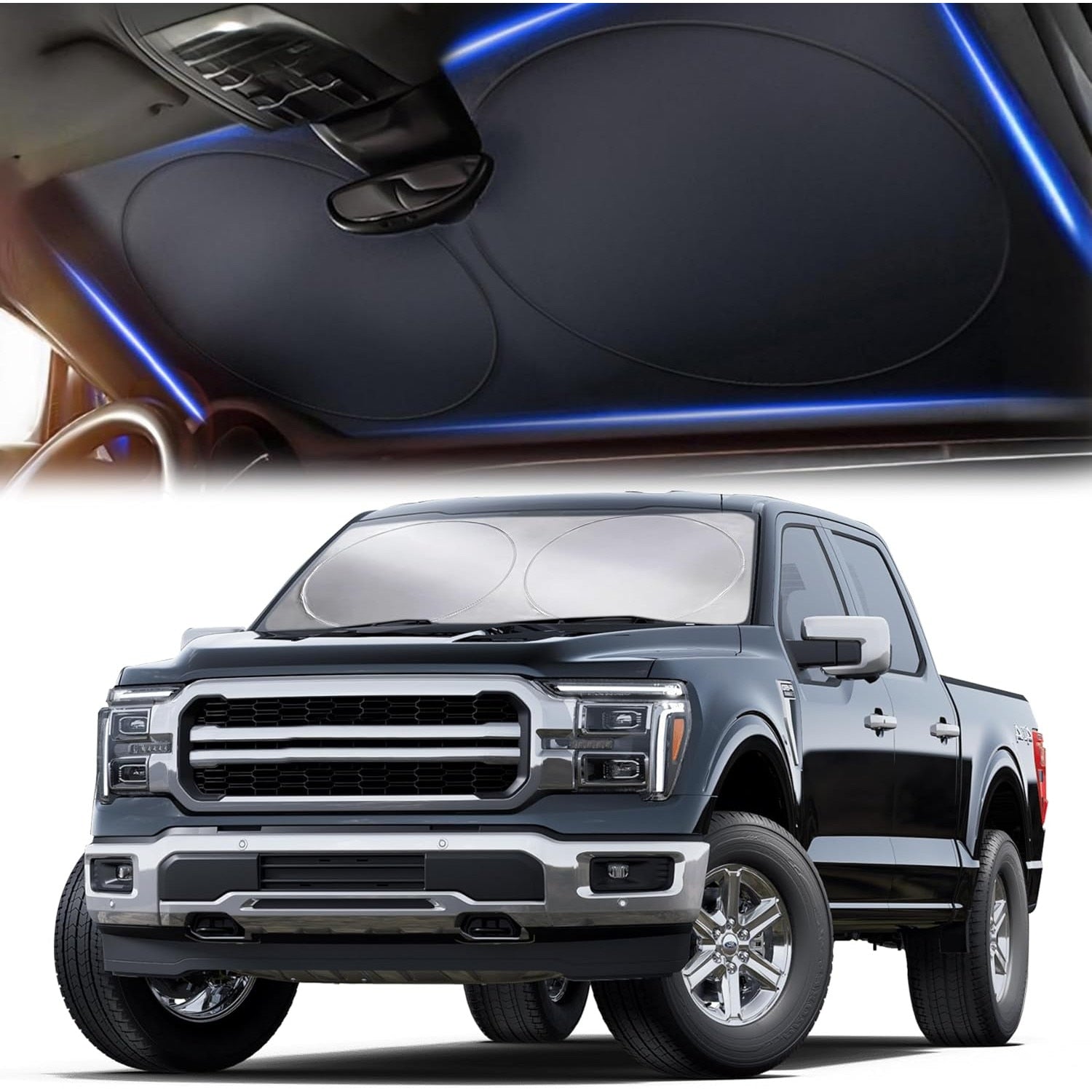 Parasolar auto NextWave® pentru parbriz, material reflectorizant 280T, protectie UV pana la 99%, design pliabil cu cadru
