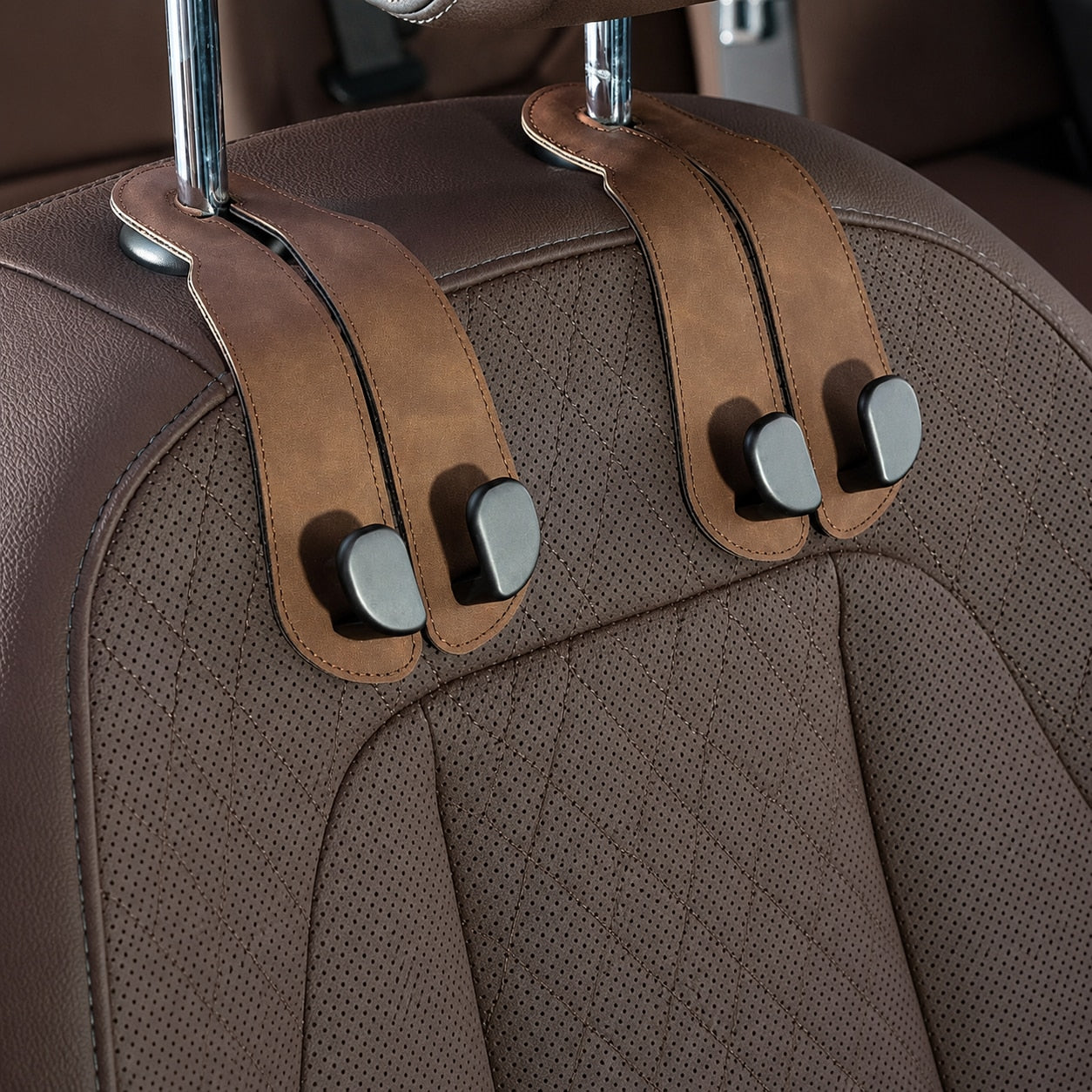 Set 2 carlige auto duble pentru tetiera NextWave®, pentru genti, sacose, haine si accesorii, aliaj de aluminiu-magneziu cu