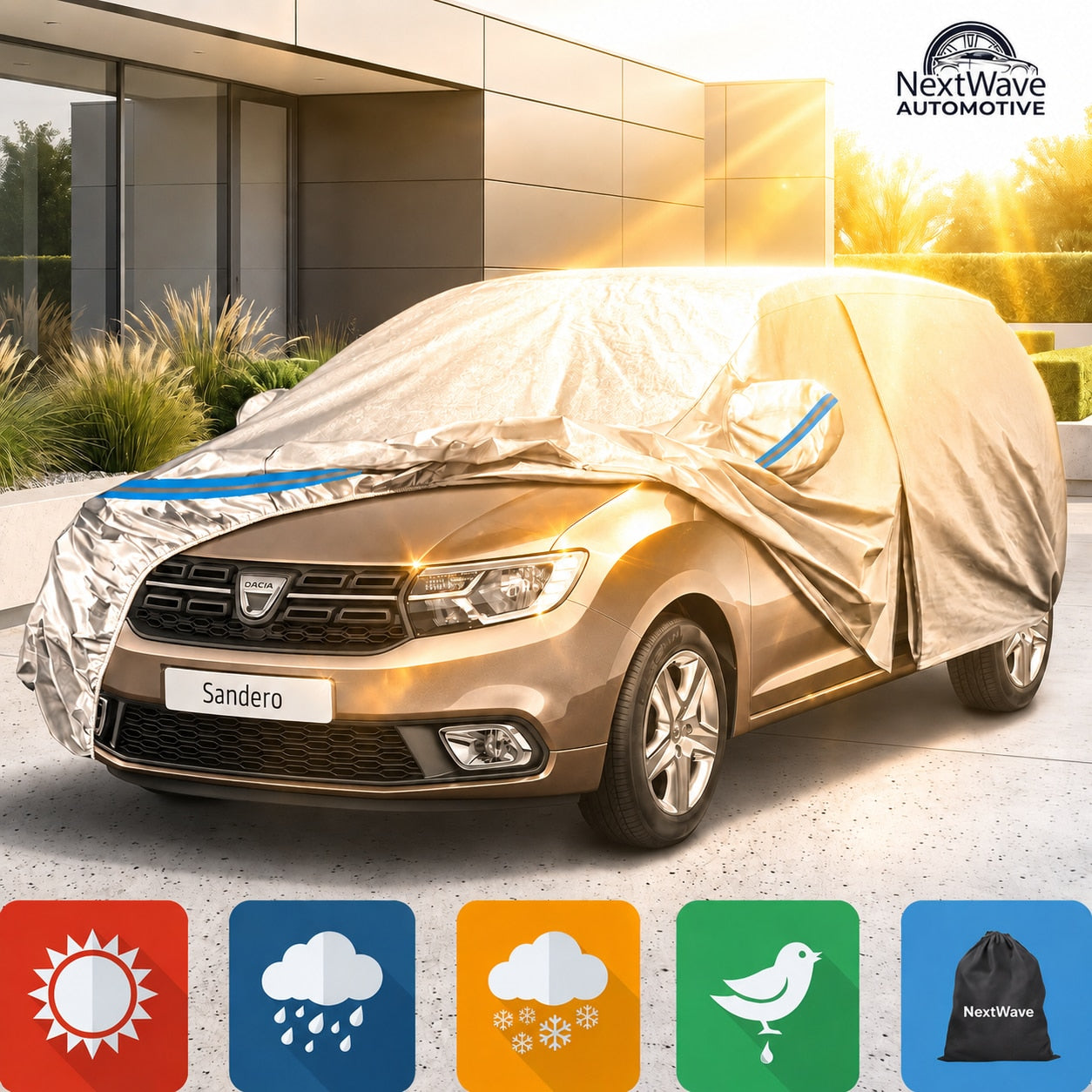 Prelata Auto Premium NextWave®, Impermeabila, Protectie UV, Zapada, Praf, Inghet, Universala pentru SUV, Fermoar Usa Sofer