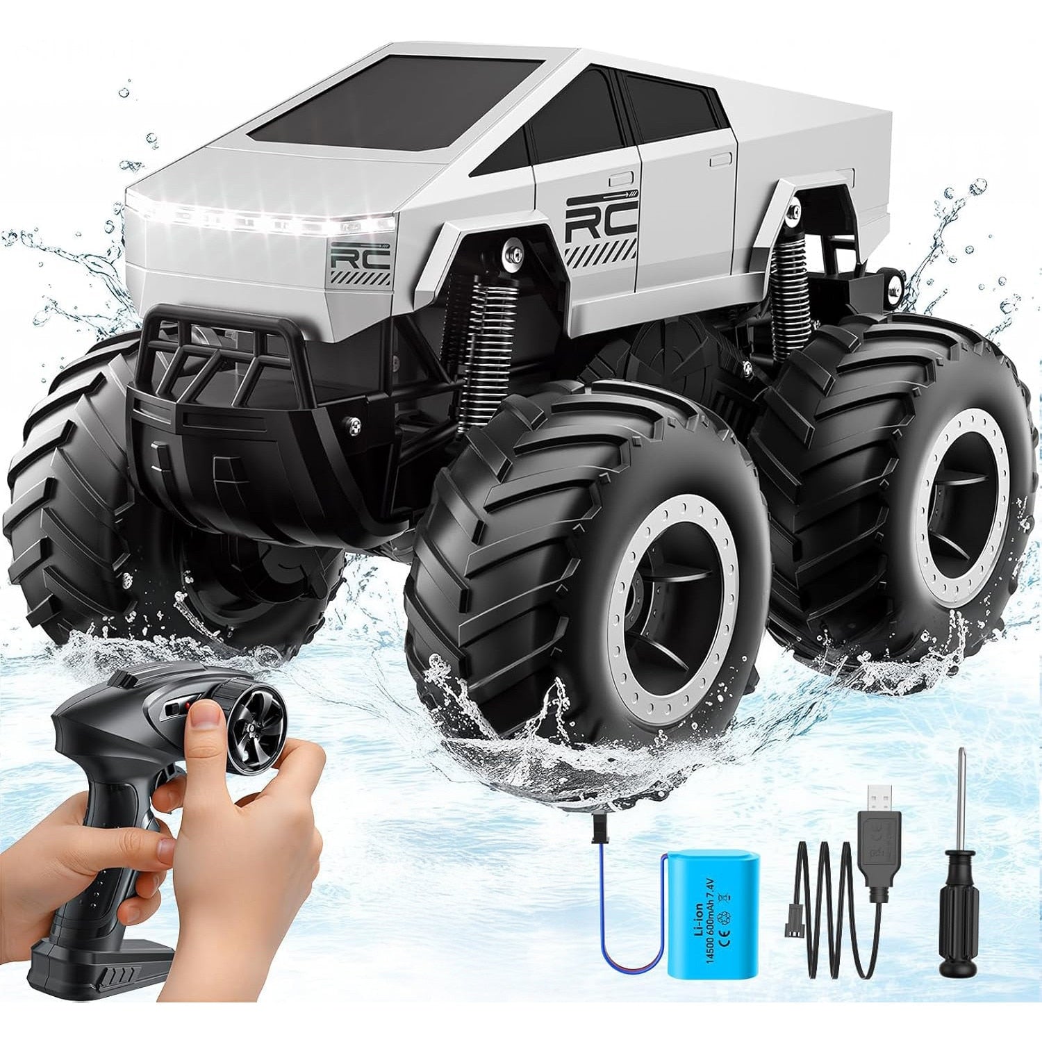 Masina cu telecomanda RC Cybertruck BeGenius®, 4WD Off-Road 1:16, Pentru Toate Tipurile de Teren, 360° Drift, Baterii tip