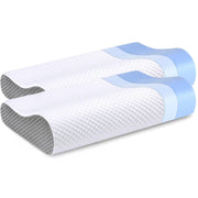 Set 2 perne ortopedice pentru dormit NextWave™, Spuma cu Memorie ergonomica pentru Gat si Suport Cervical, Husa lavabila