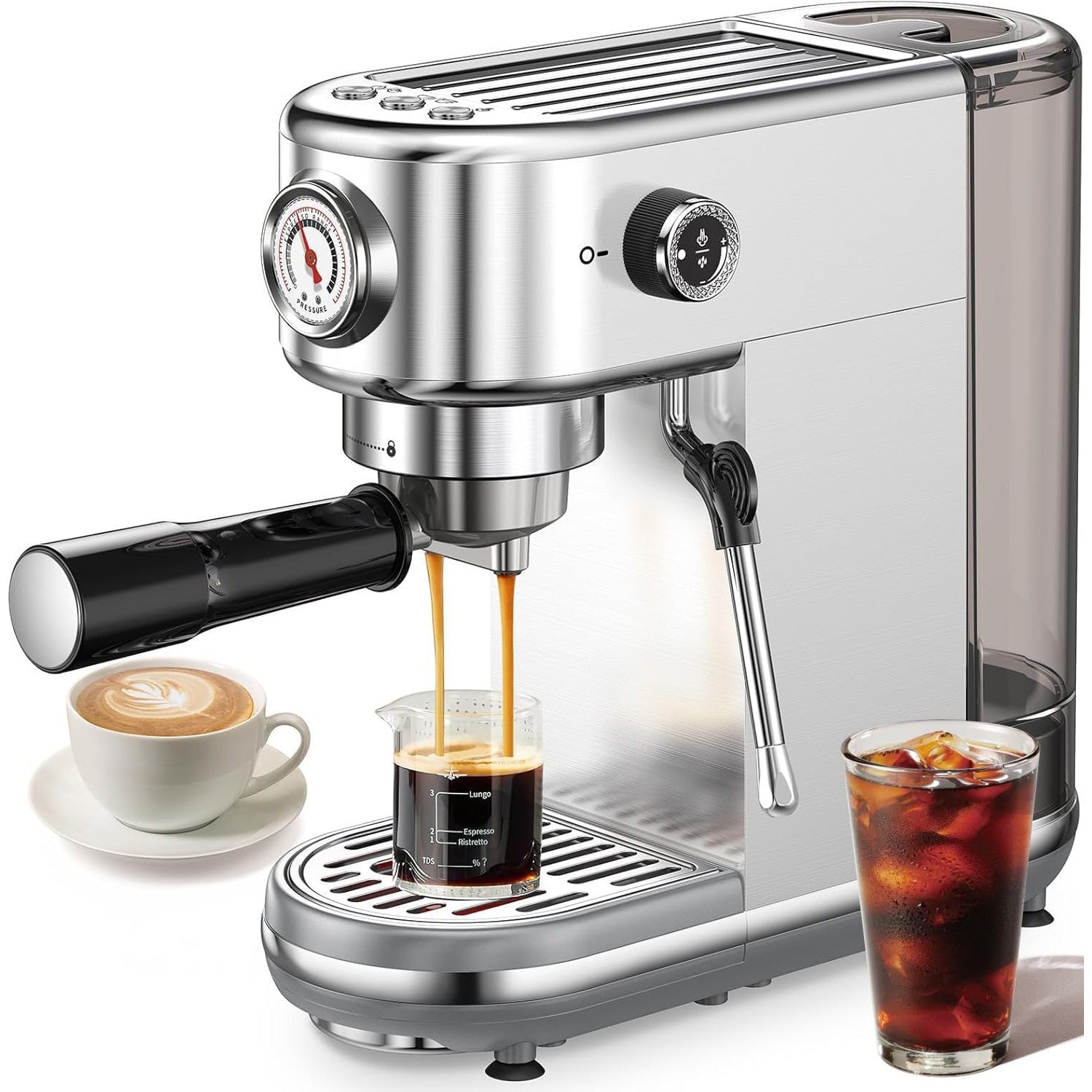 Espressor profesional NextWave® 20 bari, 1350W, rezervor 1.3L, din otel inoxidabil, spumator lapte integrat, functii