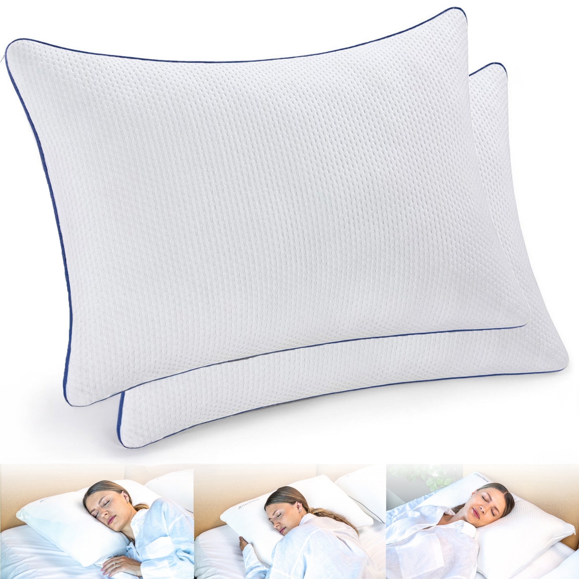 Set 2 perne ortopedice pentru dormit ajustabile NextWave™, Spuma cu Memorie Maruntita pentru Gat si Suport Cervical, 2 Zone