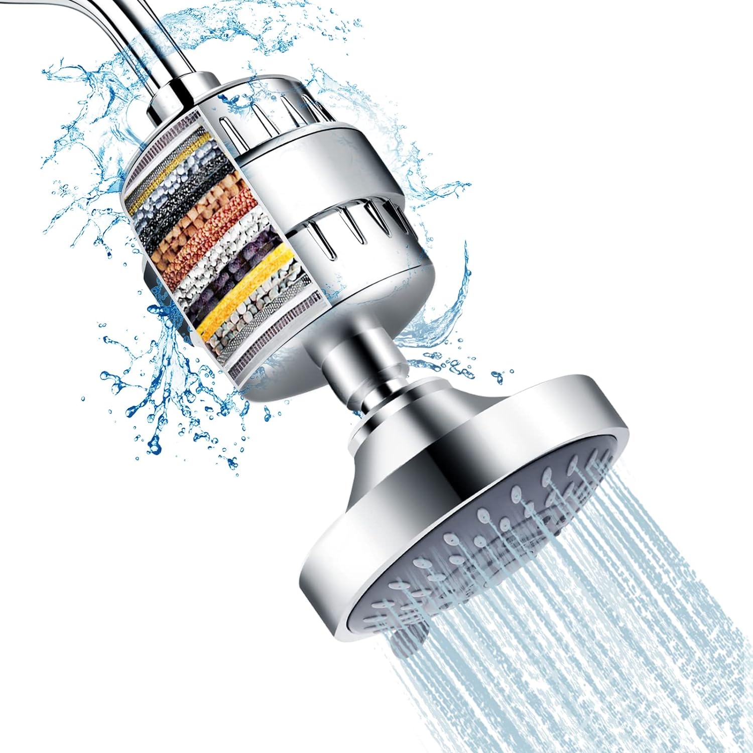 Filtru de apa premium pentru para de dus cu 20 stagii de filtrare, para inclusa, usor de instalat, infuzie de minerale si
