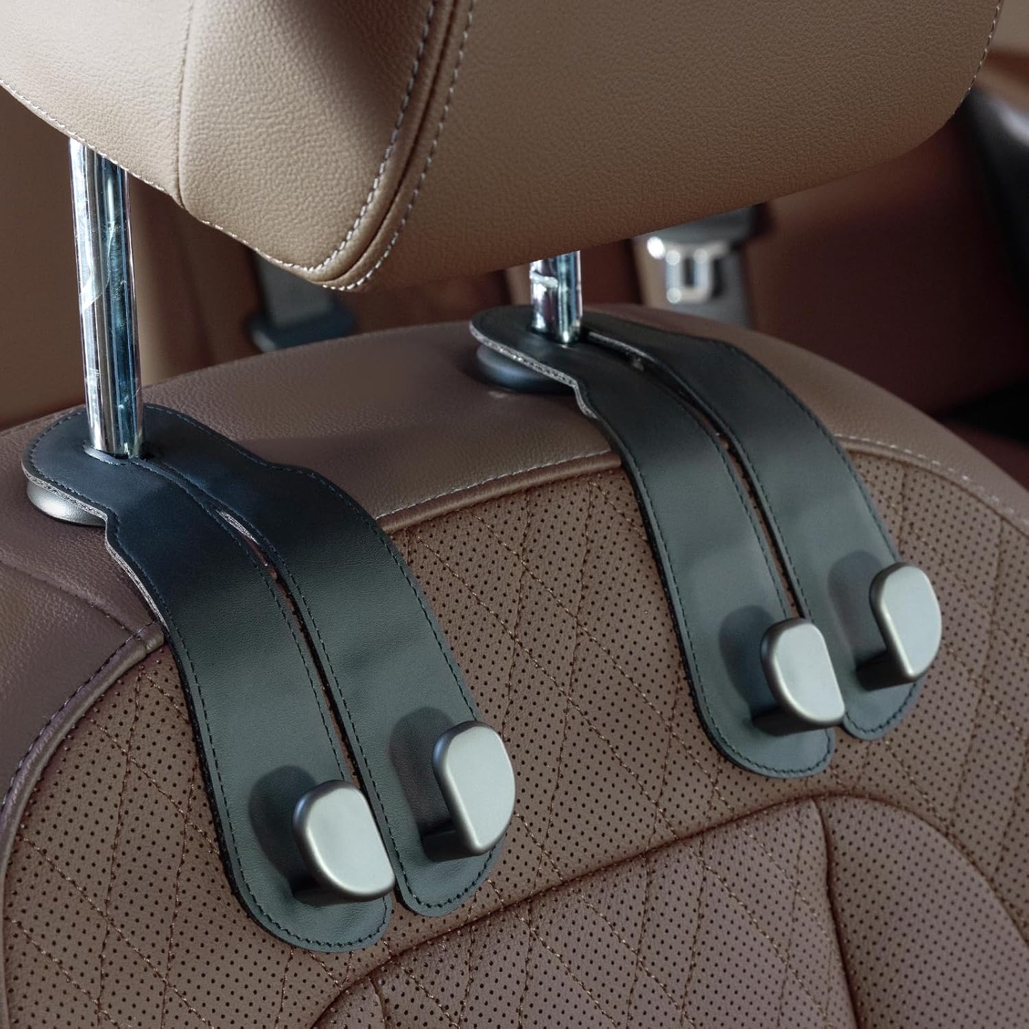Set 2 carlige auto duble pentru tetiera NextWave®, pentru genti, sacose, haine si accesorii, aliaj de aluminiu-magneziu cu