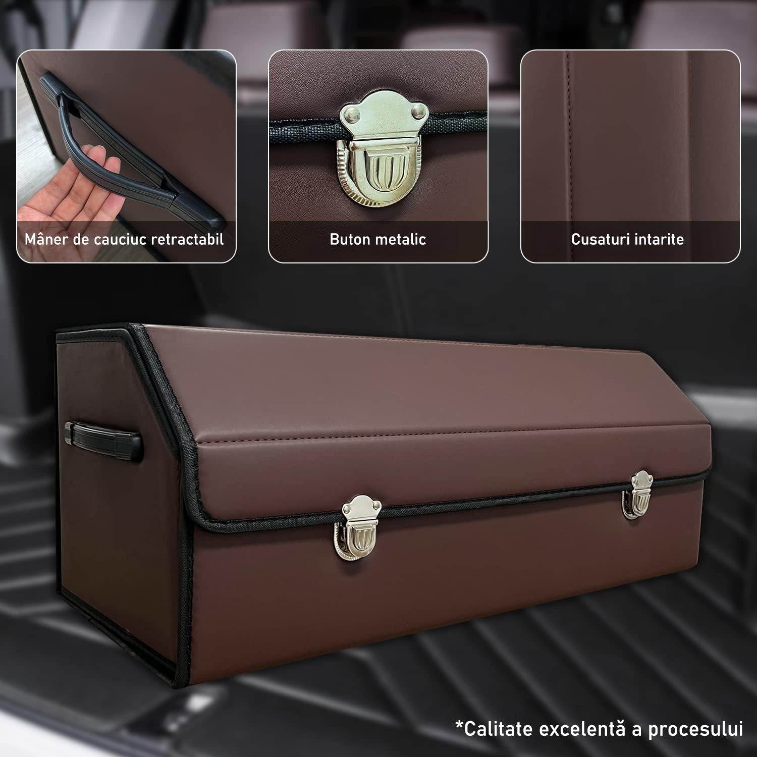 Organizator portbagaj auto Premium NextWave®️, Multifunctional, Pliabil, Rezistent, Manere Laterale, Prindere cu catarame, 3