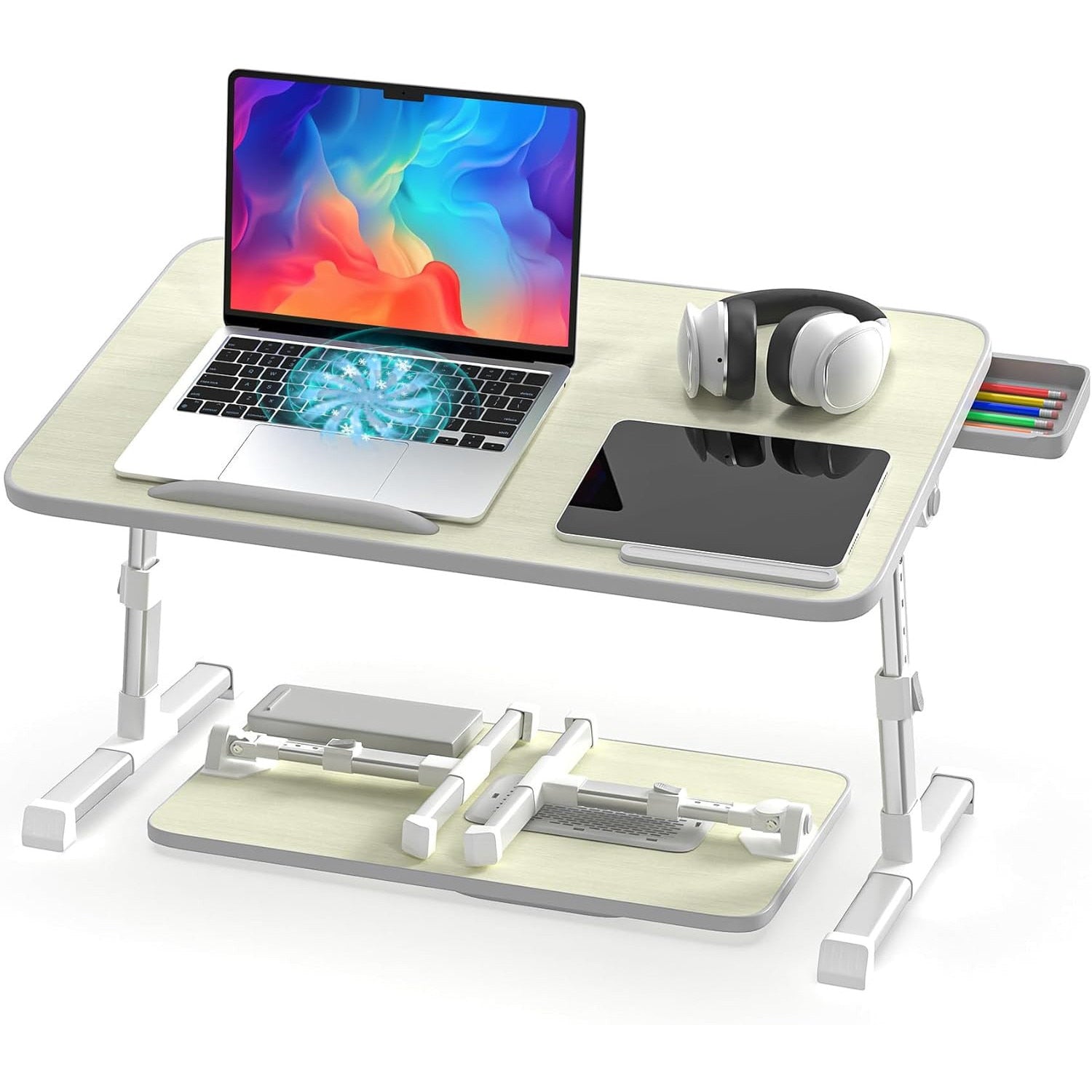 NextWave® Masa laptop pliabila si reglabila – stand multifunctional portabil pentru pat, canapea si birou, 60x40 cm, cu