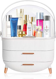 Organizator pentru cosmetice si bijuterii NextWave®, spatiu depozitare cu 2 sertare si vitrina, multifunctionala, alb