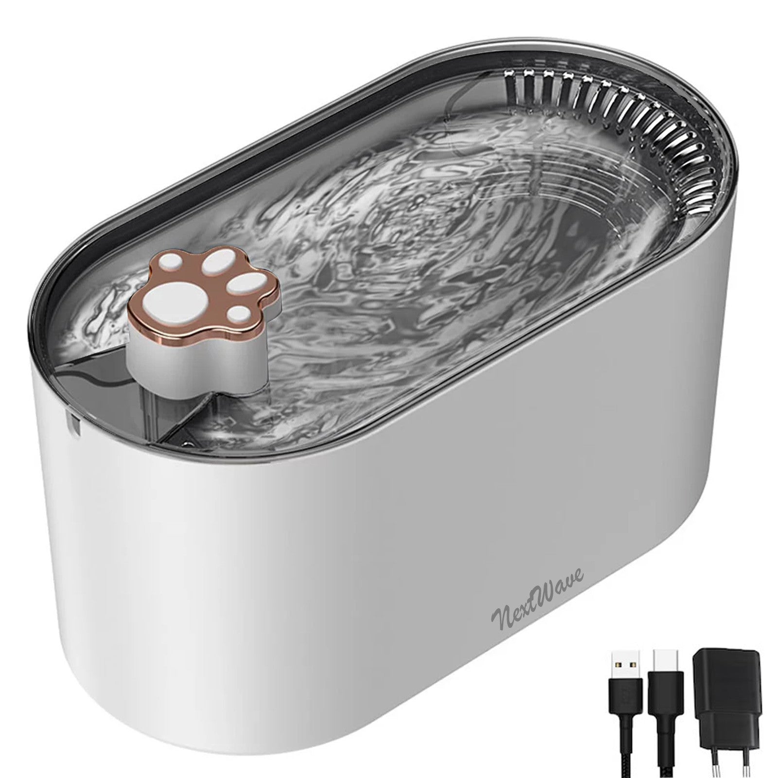 Dispenser apa automat NextWave®, tip fantana, pentru pisici si caini, cu purificare si filtrare apei prin carbune activ, 3L