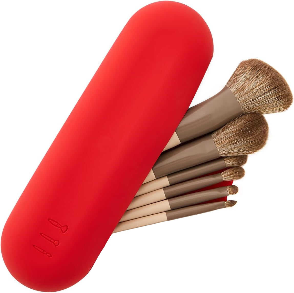 Organizator pensule machiaj pentru calatorii, din silicon anti-cadere, portabil, elegant, usor, inchidere cu magnet