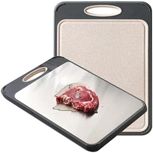 Tocator de bucatarie Dublu fata-verso, Decongelare Rapida, Fata otel inoxidabil 304 pentru carne, verso PP pentru legume