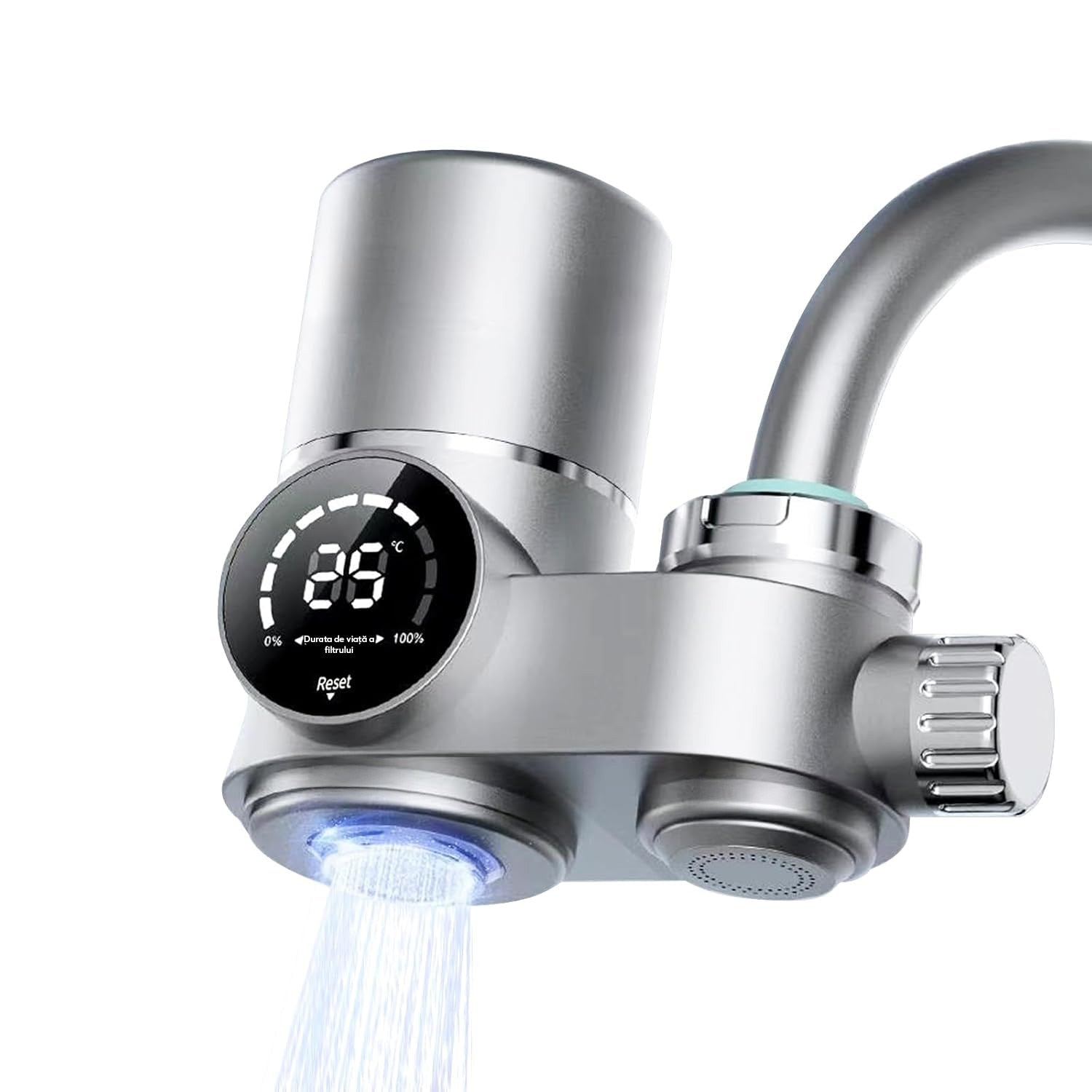 Filtru de apa pentru robinet NextWave®, cu display LED si cartus din carbon activ, reduce clorul, plumbul si metalele grele