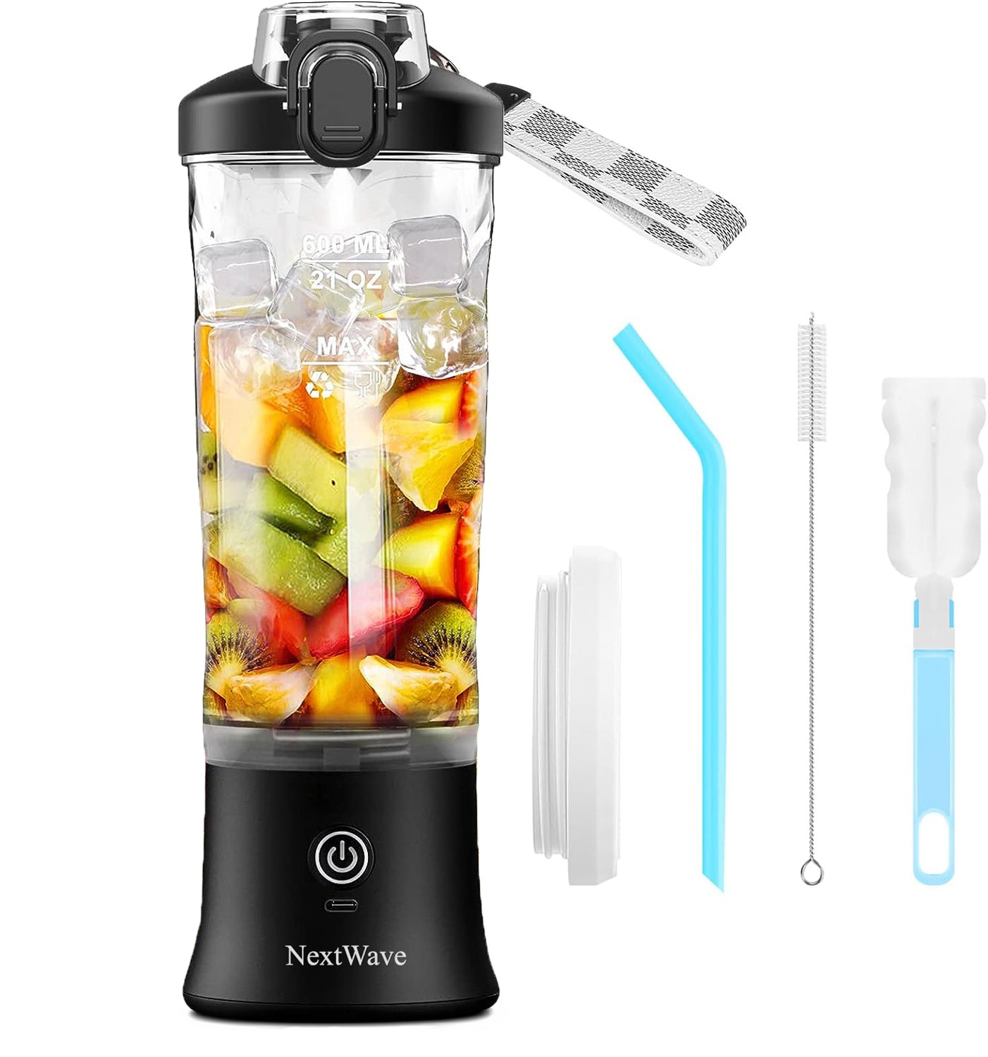 Mini Blender Electric Portabil NextWave™, Multifunctional, Portabil, Autonomie Mare, Baterie reincarcabila 4000mAh, 240W