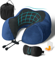 Pernă de călătorie pentru gât NextWave®️, suport ergonomic cervical, spumă cu memorie, husă din catifea detașabilă și