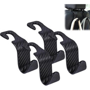 Set 4 carlige spatar auto NextWave®️, textura fibra de carbon, capacitate mare pana la 10 kg, pentru organizare si