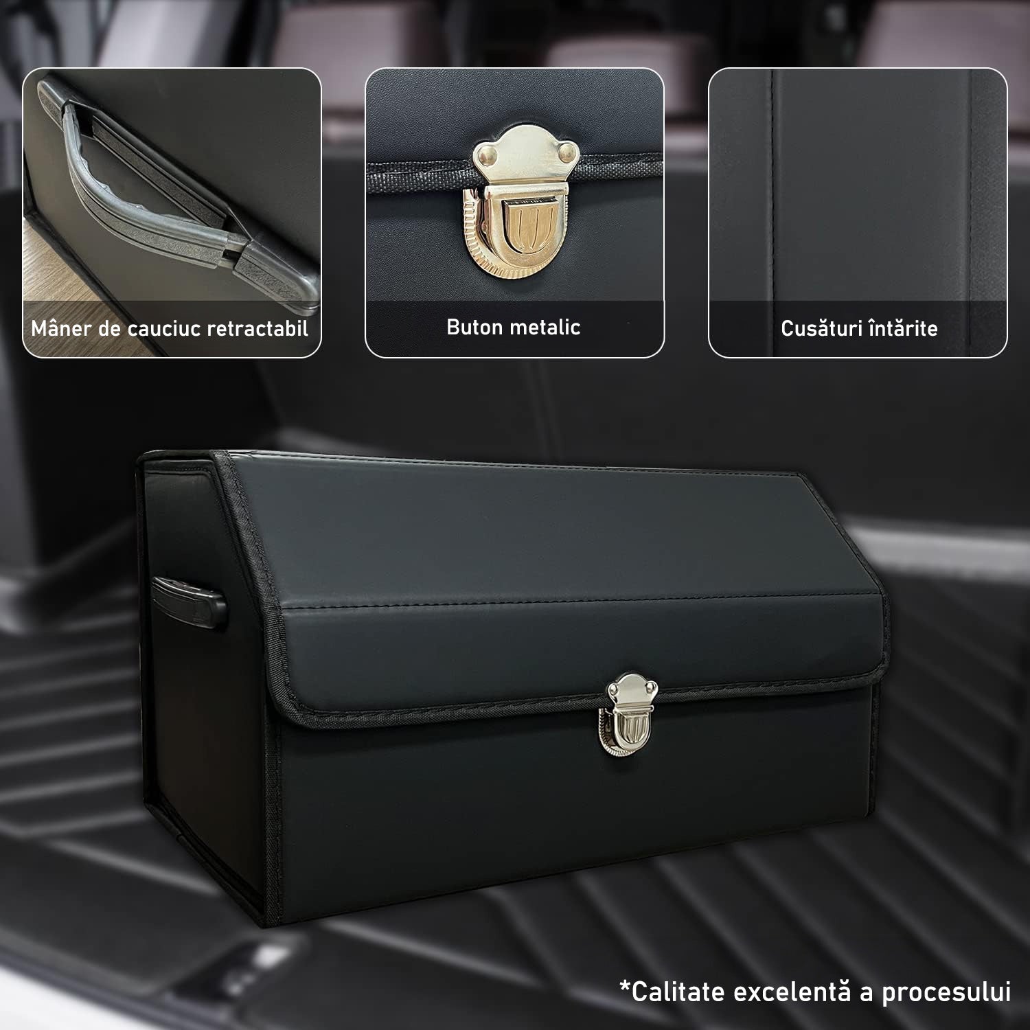 Organizator portbagaj auto Premium NextWave®️, Multifunctional, Pliabil, Rezistent, Manere Laterale, Prindere cu catarame, 2