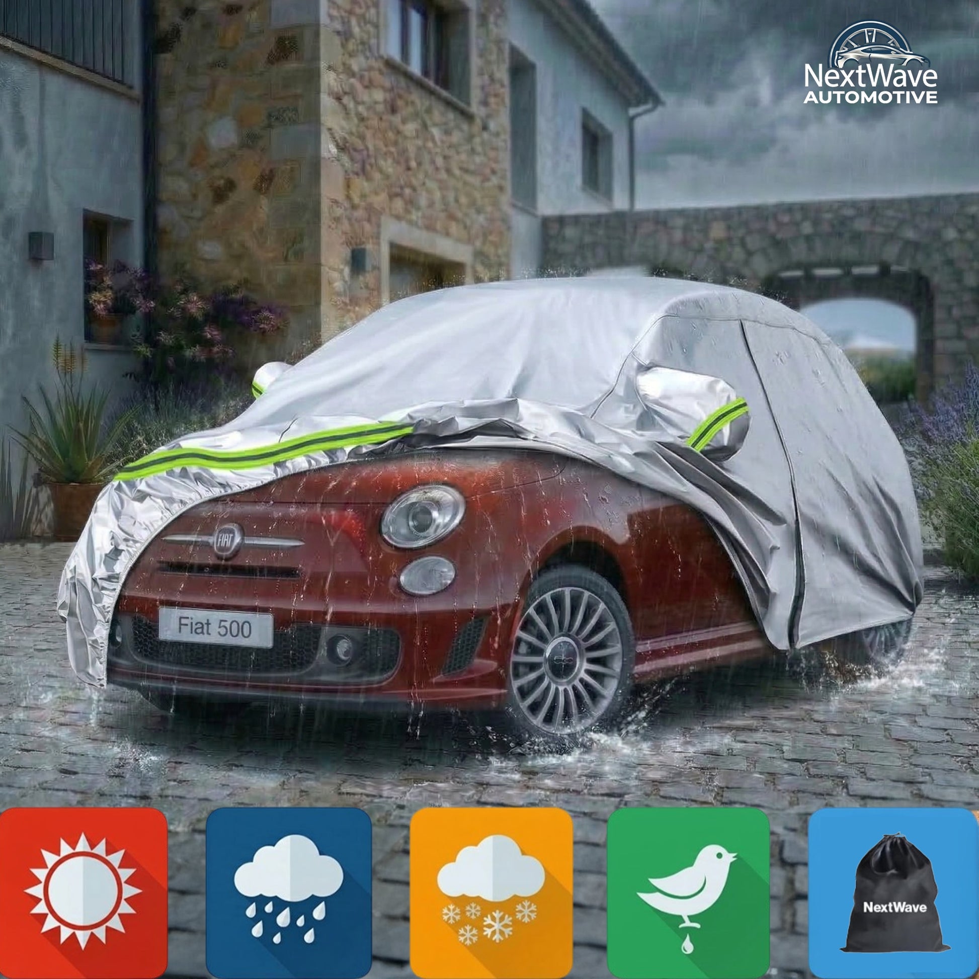 Prelata Auto Premium NextWave®️, Impermeabila, Protectie UV, Praf, Zapada, Inghet, Universala pentru Hatchback, Buzunare