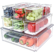 Set 10 organizatoare alimentare NextWave® pentru frigider – cutii cu capace suprapozabile, transparente, BPA Free, ideale