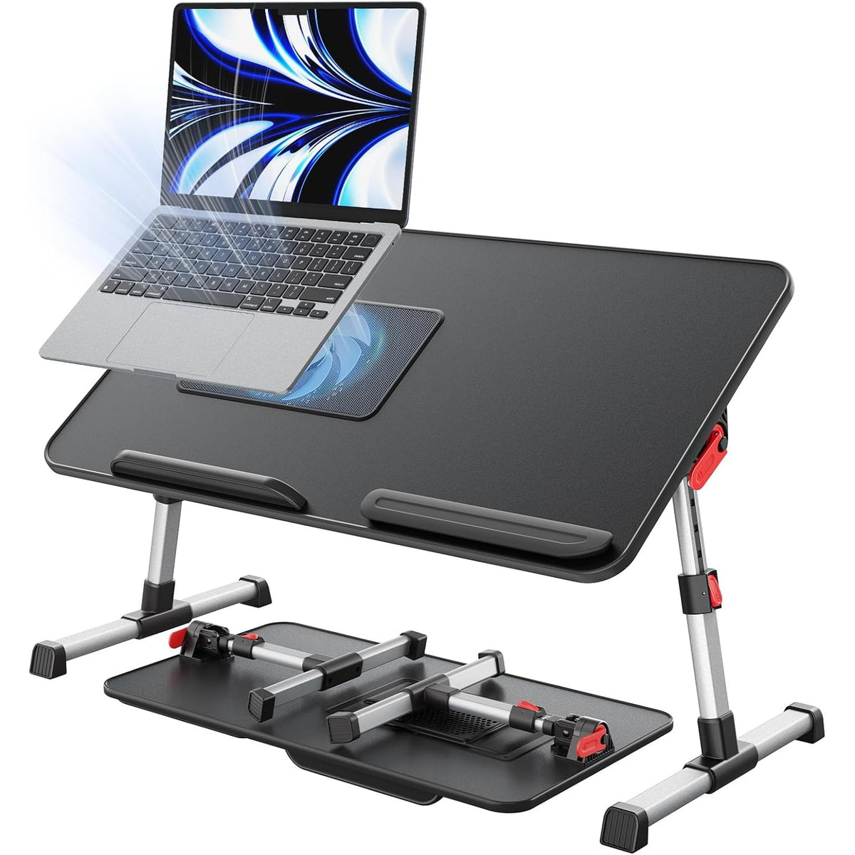 Masa Laptop Pliabila NextWave®, Ventilator Racire USB, Inclinare Ajustabila, Suport Reglabil pentru Pat si Canapea, Picioare