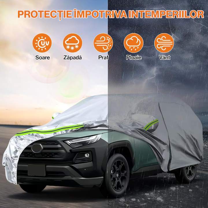 Prelata Auto Premium NextWave®, Impermeabila, Protectie UV, Zapada, Praf, Inghet, Universala pentru SUV, Fermoar Usa Sofer – imaginea 2