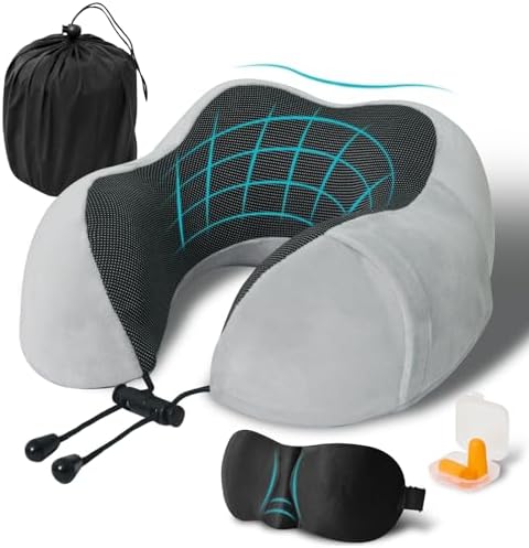 Pernă de călătorie pentru gât NextWave®️, suport ergonomic cervical, spumă cu memorie, husă din catifea detașabilă și – imaginea 8