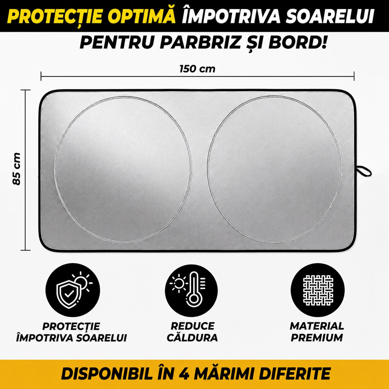 Parasolar auto NextWave® pentru parbriz, material reflectorizant 280T, protectie UV pana la 99%, design pliabil cu cadru – imaginea 2
