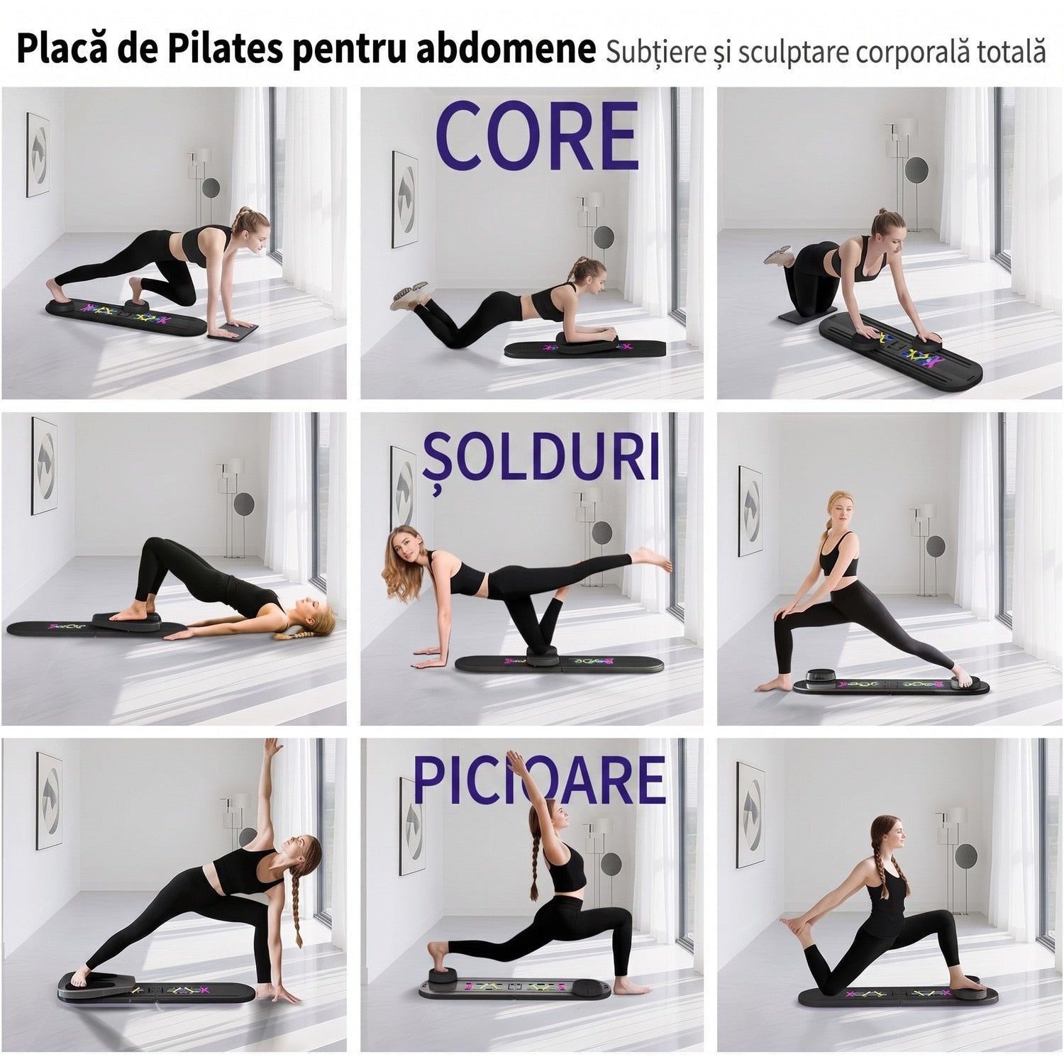 Placa Pilates multifunctionala 6-in-1 NextWave®, antrenament corporal complet si sculptare abdomene, functie rebound, afisaj – imaginea 2