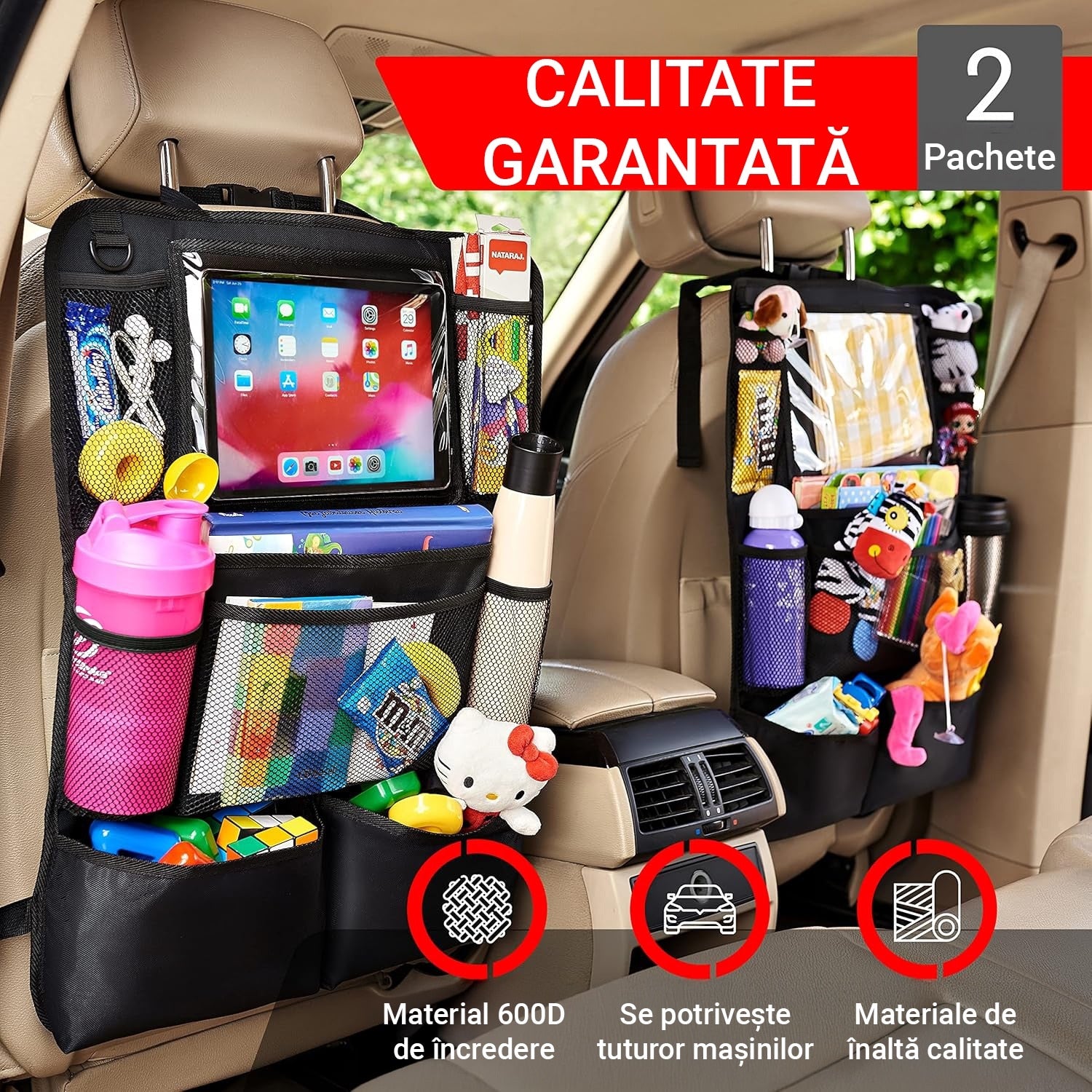 Huse Auto pentru spatarul scaunelor din fata NextWave®, Protectie spatar pentru masina, Organizator auto rezistent la Apa, 9 – imaginea 2