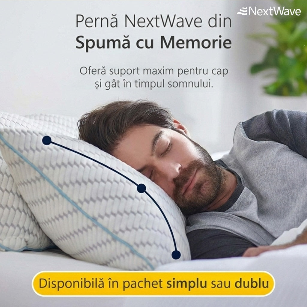 Set 2 perne ortopedice pentru dormit ajustabile NextWave®️, Spuma cu Memorie Maruntita pentru Gat si Suport Cervical, Ideala – imaginea 2