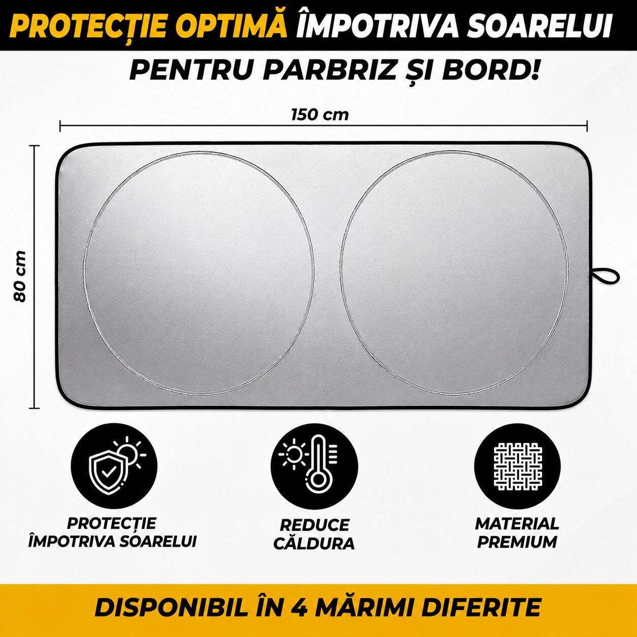 Parasolar auto NextWave® pentru parbriz, material reflectorizant 280T, protectie UV pana la 99%, design pliabil cu cadru – imaginea 2