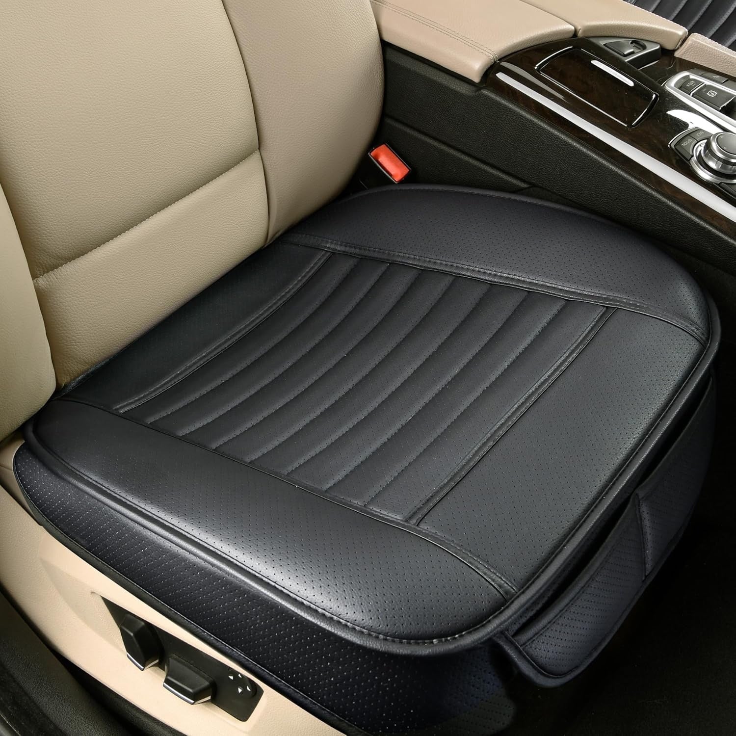 Husa scaun auto NextWave®️, universala, 53 x 53 cm, protectie pentru sezut scaun fata, piele PU, design elegant cu buzunar – imaginea 2
