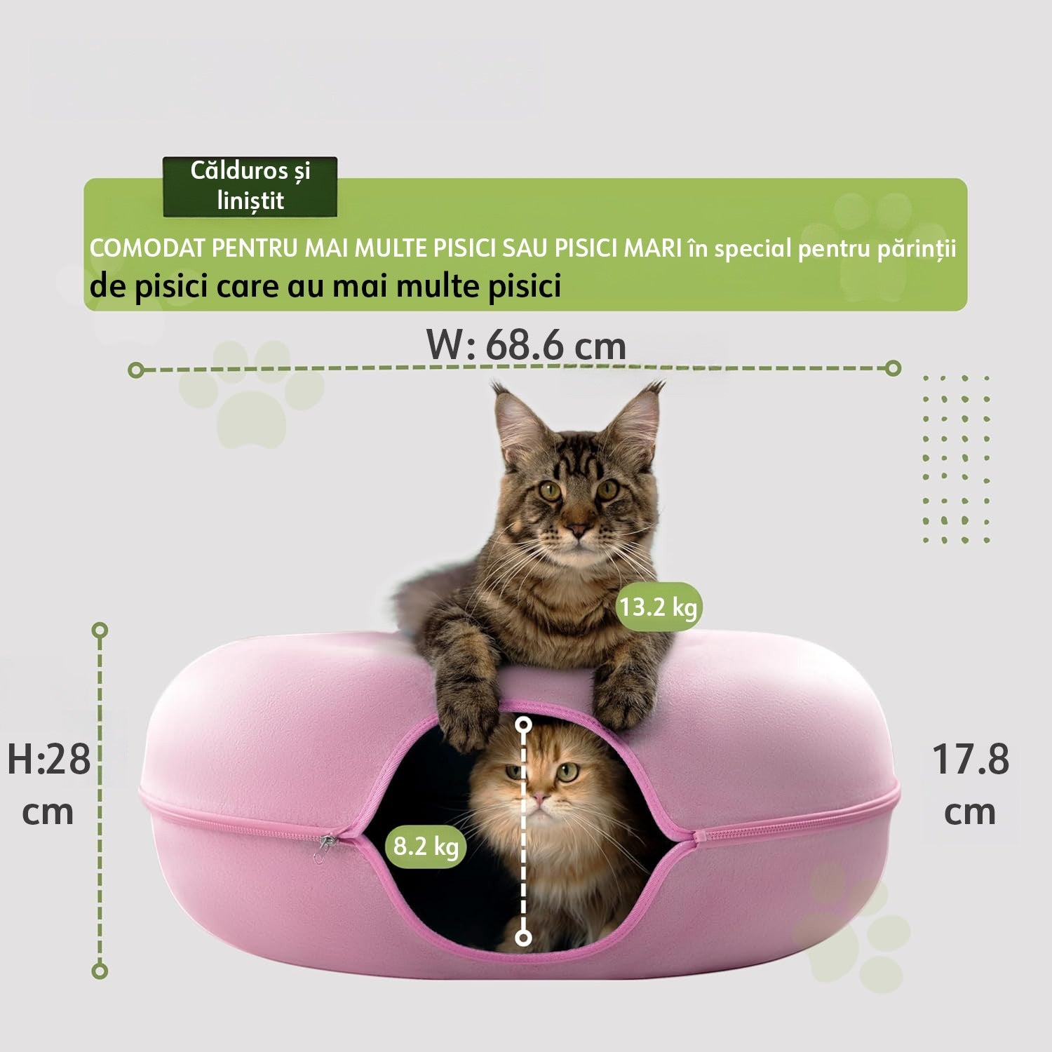 Pat pentru pisici si animale mici NextWave®, Culcus cu fereastra ventilata, design tunel detasabil, rezistent la zgarieturi – imaginea 2