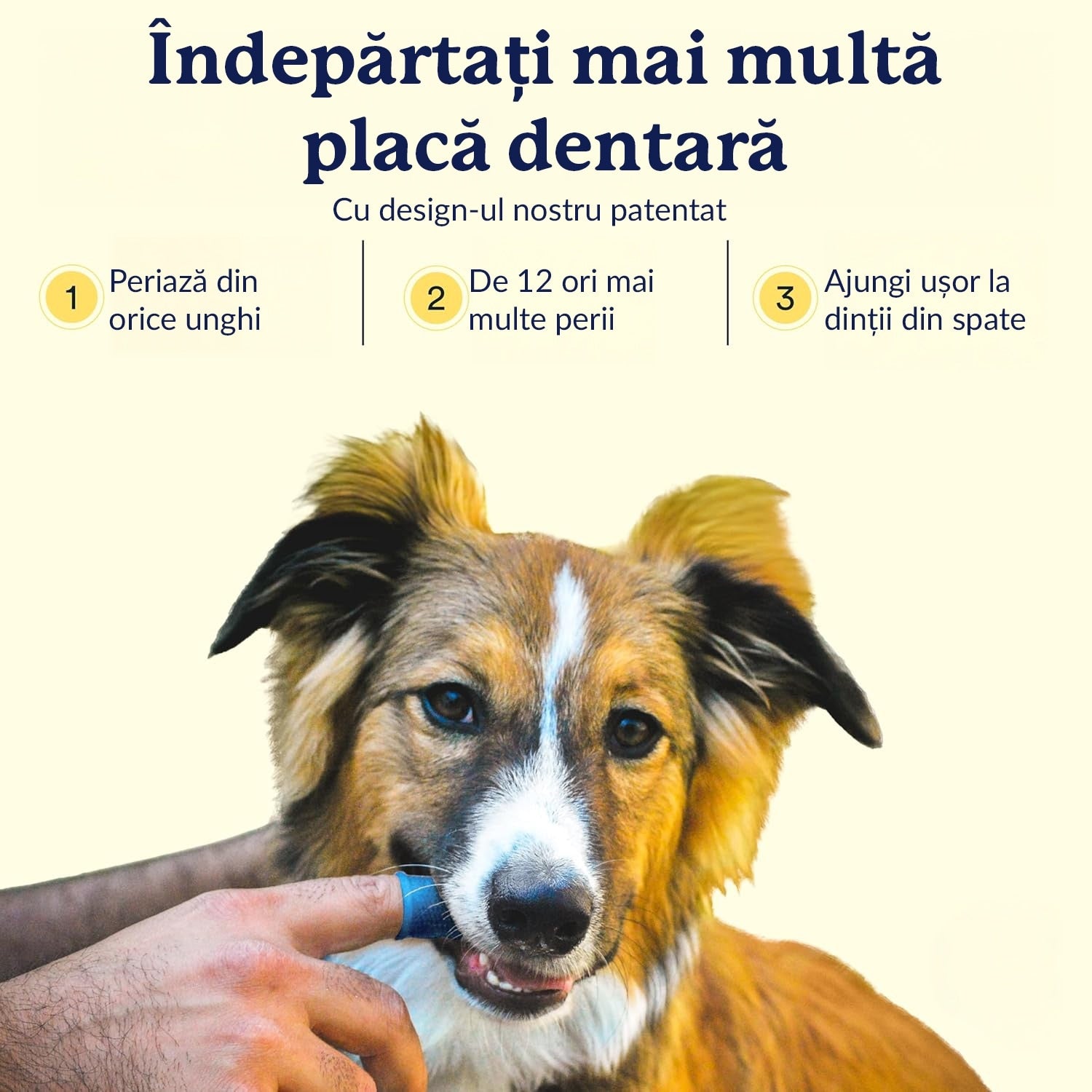 Set 2 periute de dinti pentru animale de companie tip degetar 360°, caine, pisica de dimensiune mare sau mica, silicon moale – imaginea 2