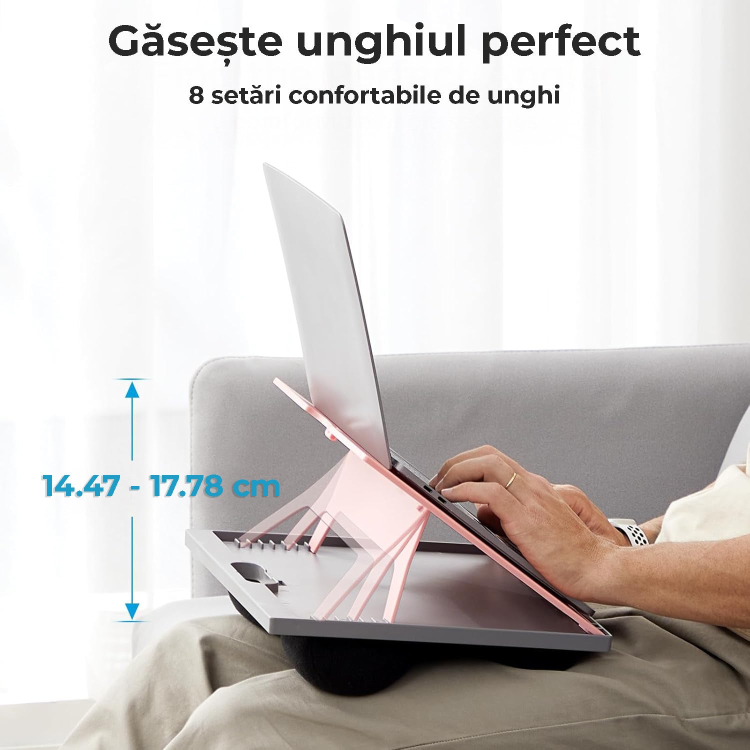 NextWave® Masa laptop reglabila cu perna – 9 unghiuri ajustabile, suport pentru laptop pana la 15 "6", mouse pad integrat – imaginea 2