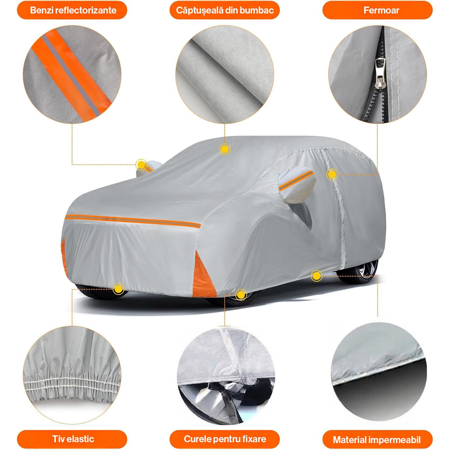 Prelata Auto Premium NextWave®️, Impermeabila, Protectie UV, Praf, Zapada, Inghet, Universala pentru Hatchback, Buzunare – imaginea 2