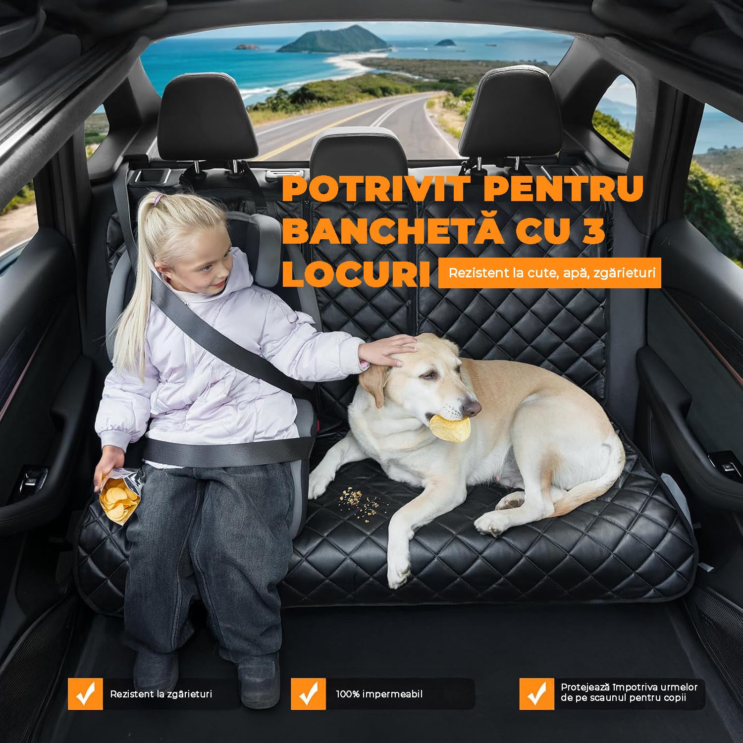 Husa scaune auto protectie si transport animale NextWave®️, universala, taxi, ride sharing, caini, pisici ofera protectie – imaginea 2