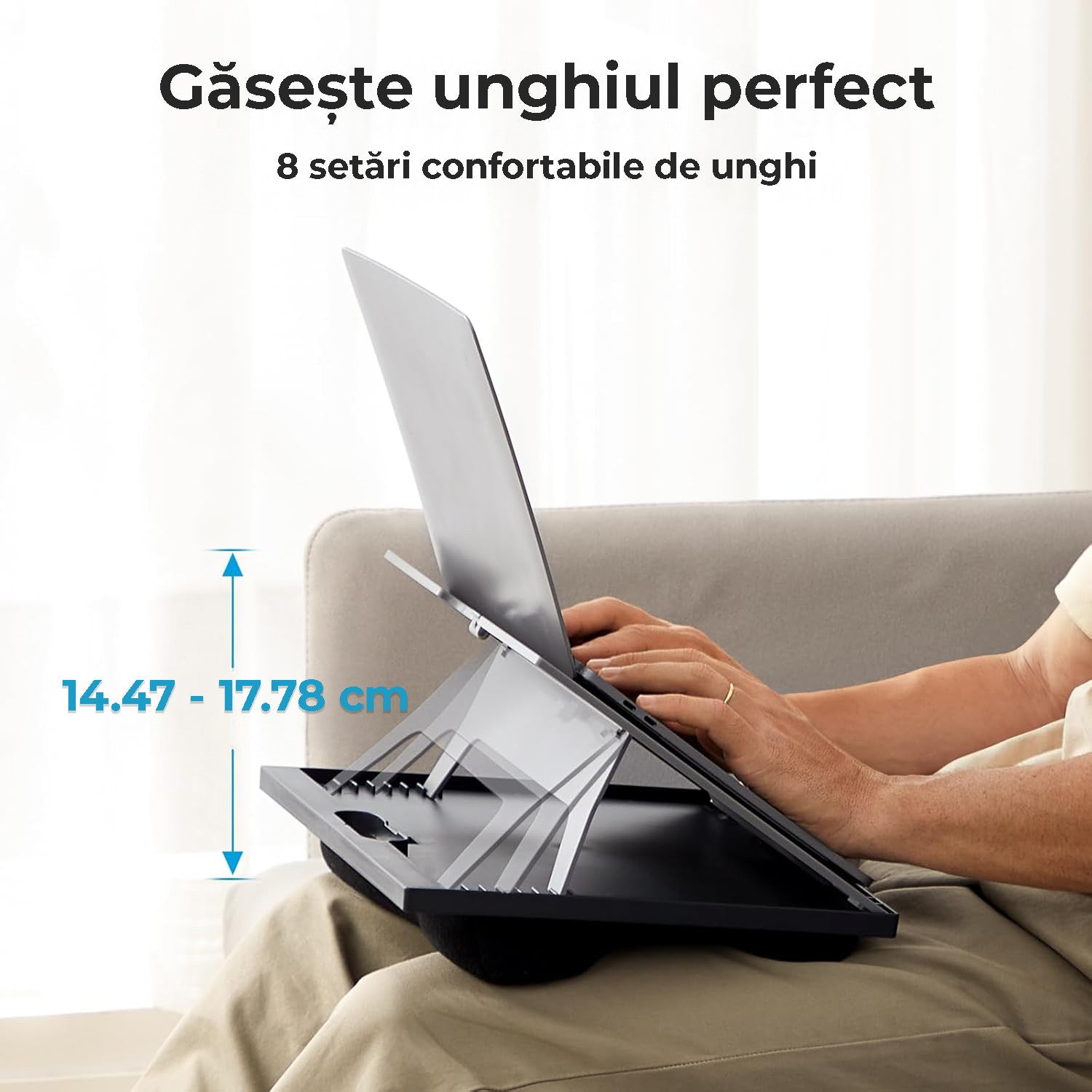 NextWave® Masa laptop reglabila cu perna – 9 unghiuri ajustabile, suport pentru laptop pana la 15,6", mouse pad integrat – imaginea 2