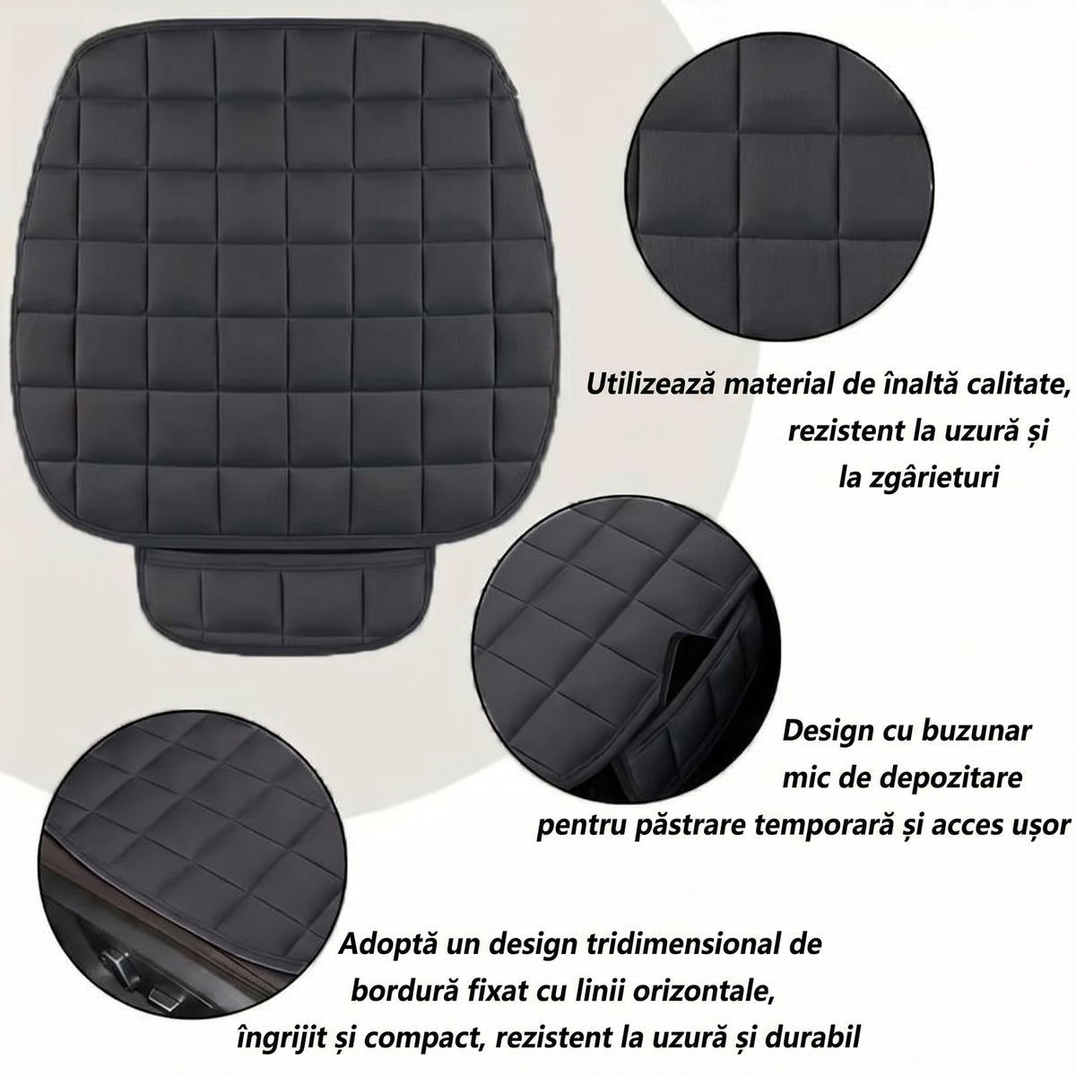 Husa scaun auto universala NextWave®️, ofera protectie pentru sezut scaun fata, design elegant cu buzunar pentru depozitare – imaginea 2