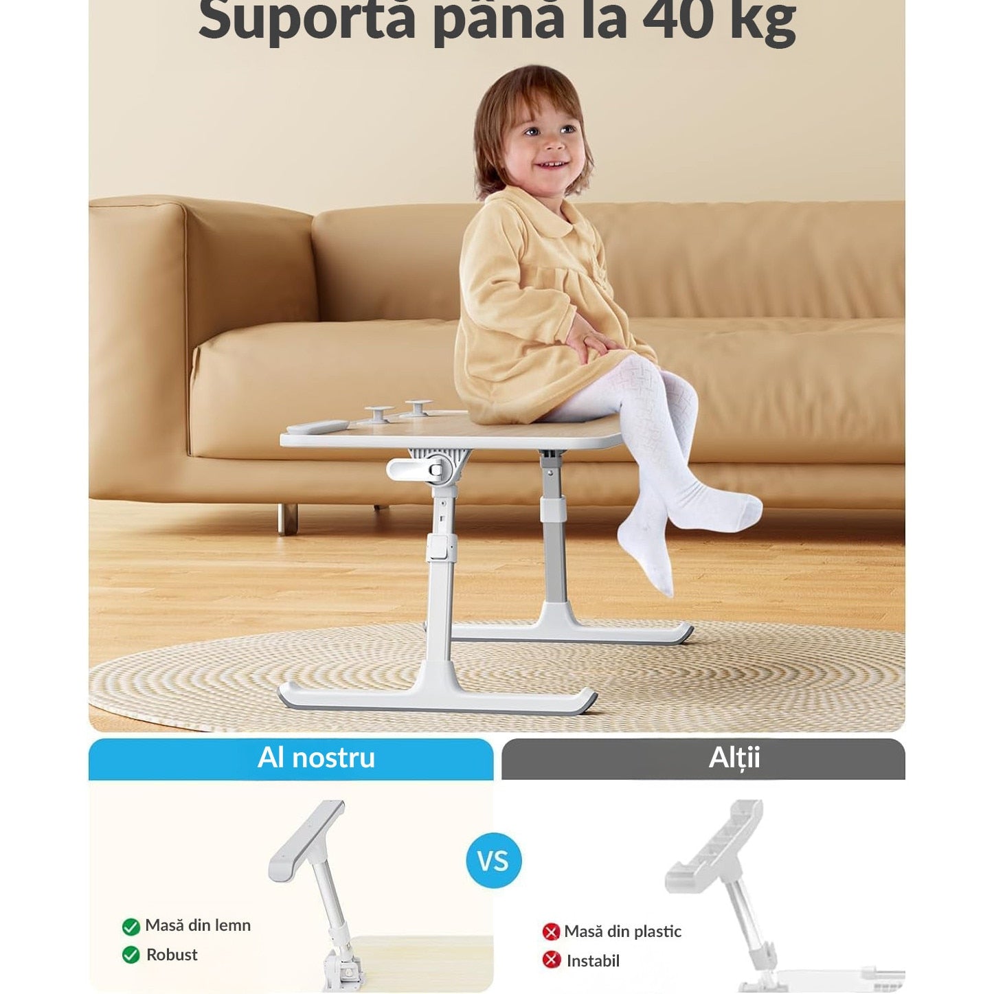 Masa pliabila pentru Laptop NextWave®️, pentru birou, pat sau canapea, 5 niveluri de inaltime si 4 unghiuri de inclinare – imaginea 2